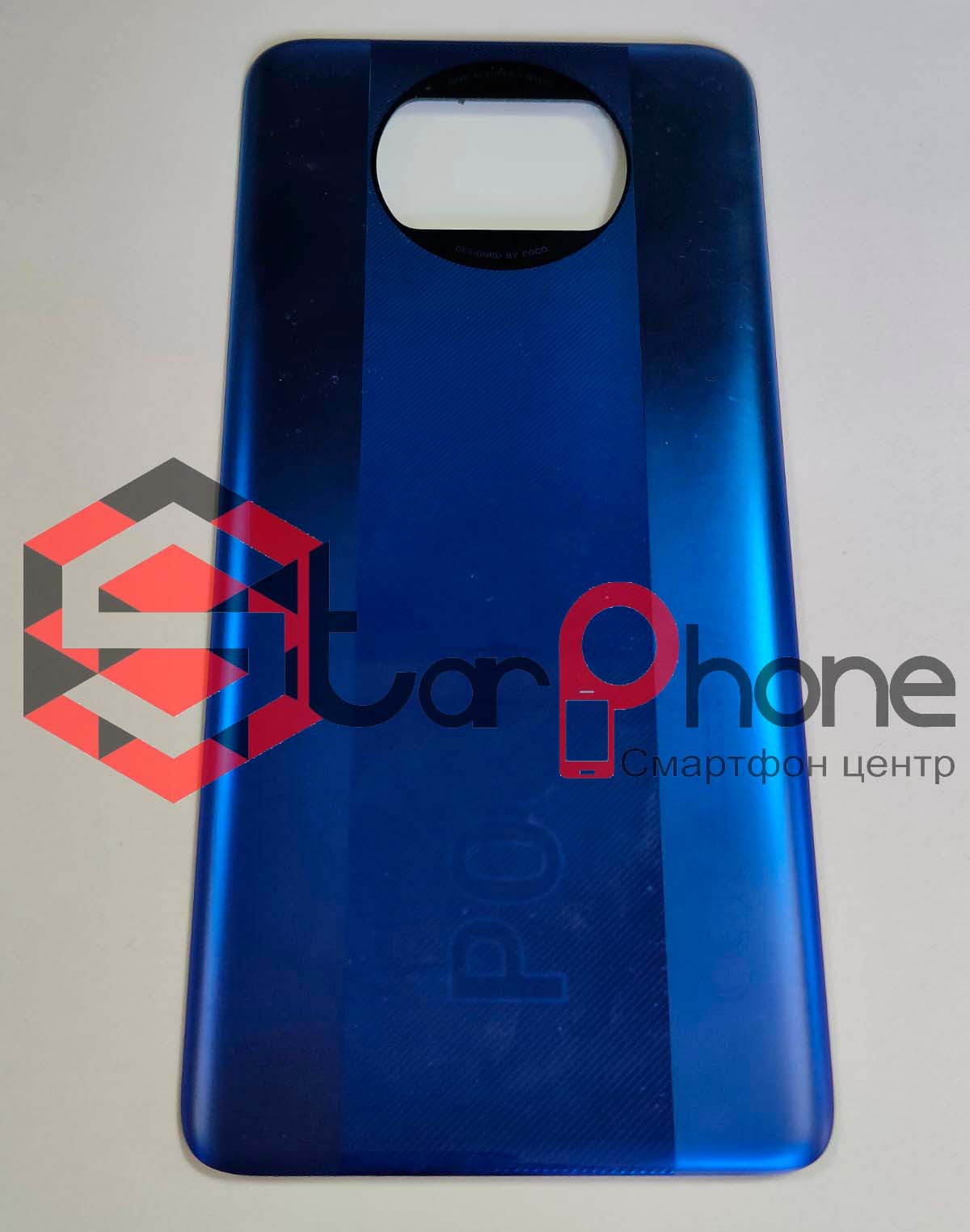Задняя крышка Xiaomi Poco X3, синяя, оригинал, Б/У (есть потертости)