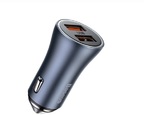Автомобильное зарядное устройство Baseus Car Charger Golden Contactor Pro USB + Type-C 40W Dark Gray
